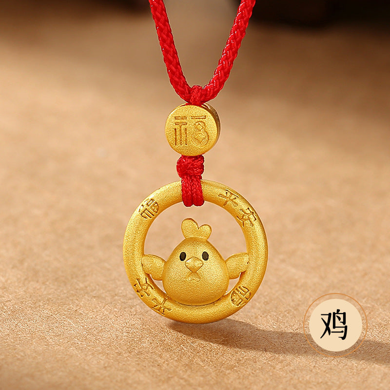 Year of the Horse Chinese Zodiac Red String Necklace – Handwoven Luck Amulet