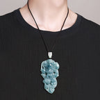 Natural Blue Water Jadeite 3D Dragon Pendant – A-Grade Jade, Zodiac Dragon Talisman, Powerful Amulet