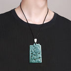 Natural Ice Blue Jadeite Hollow Dragon Pendant – Genuine A-Grade Blue Water Jade, Zodiac Dragon Talisman for Power & Protection