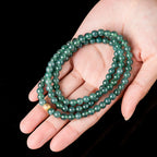 Natural A-Grade Blue Water Jadeite Bead Necklace – 6mm Round Jade Beads, Triple-Strand Bracelet Option