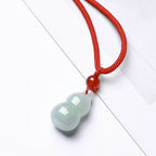 Natural Burmese A-Grade Jadeite Gourd Pendant – Genuine Jade Feng Shui Talisman with Red Cord or Silver Chain
