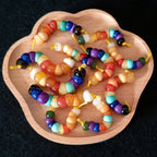 Tibetan Multi-Treasure Rainbow Angled-Cut DIY Spacer Beads – Turquoise, Southern Red Agate, Beeswax, and Natural Gemstones.
