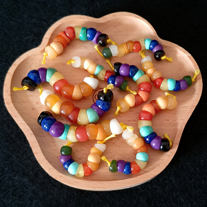 Tibetan Multi-Treasure Rainbow Angled-Cut DIY Spacer Beads – Turquoise, Southern Red Agate, Beeswax, and Natural Gemstones.