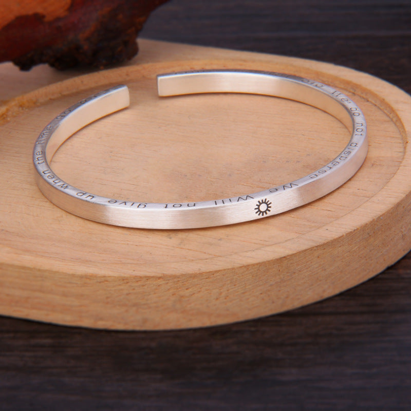 S999 Pure Silver Moon & Sun Couple Bangle