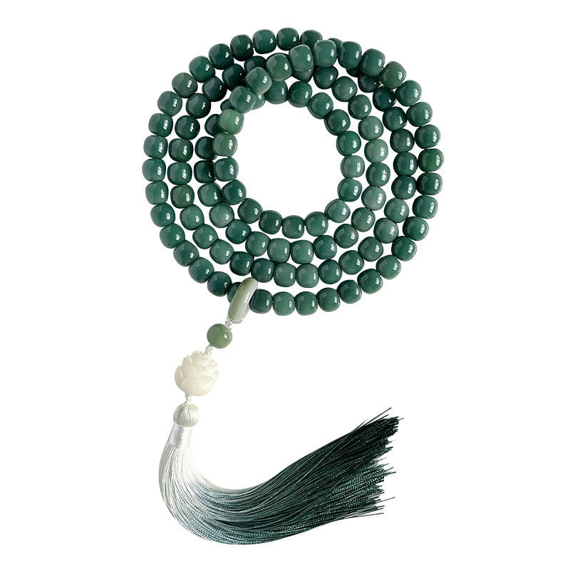 Natural Green Bodhi Seed Mala – 108 Beads for Meditation & Mindful Living