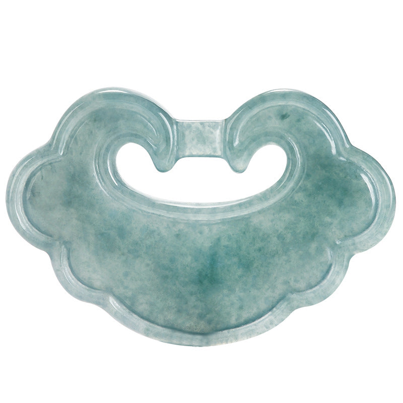 Natural Ice Blue Jadeite Ruyi Pendant – Genuine A-Grade Blue Water Jade, Auspicious Talisman for Luck & Blessings