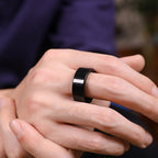 Natural A-Grade Black Jade Ring — Unisex Couple Band