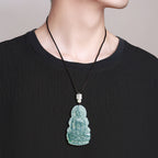 Natural Blue Water Jadeite Tara Guanyin Pendant – A-Grade Jade, Spiritual Protection Talisman
