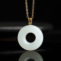 Natural Hetian White Jade Pi Disc Pendant