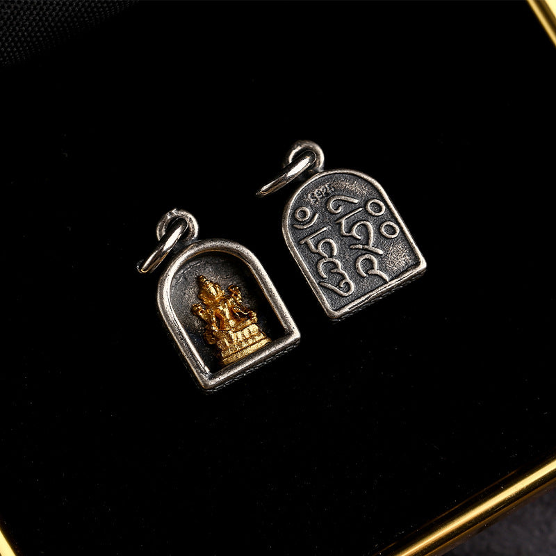 S925 Silver Four Buddhas Silver Gold Plated DIY Jewelry Accessories