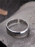 S925 Sterling Silver Six-character Mantra Open Bracelet, Retro Sanskrit Solid Men's and Women's Bracelets