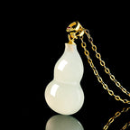 Natural Aged Hetian White Jade Gourd Pendant for Women