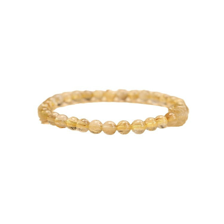 Natural Rutilated Quartz Handmade Beaded Pixiu Feng Shui Bracelet