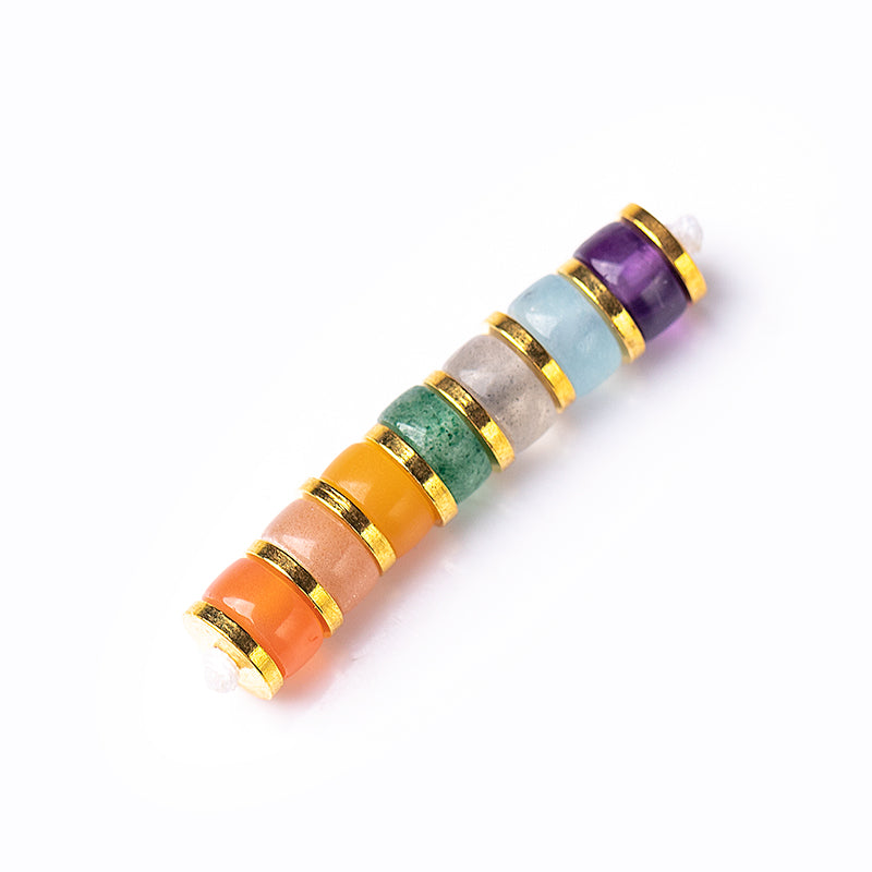 Natural Crystal Straight-Cut Rainbow Spacer Beads Bracelet with S925 Silver Gold-Plated Spacer