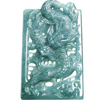 Natural Ice Blue Jadeite Hollow Dragon Pendant – Genuine A-Grade Blue Water Jade, Zodiac Dragon Talisman for Power & Protection
