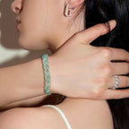 Natural A-Grade Blue Water Jadeite Cuban Link Bracelet – Ice-Type Jade, Titanium Steel, Hip-Hop Style for Women