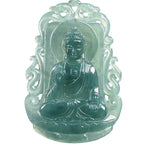Natural Blue Water Jadeite Amitabha Buddha Pendant – A-Grade Jade, Zodiac Dog & Pig Guardian Talisman