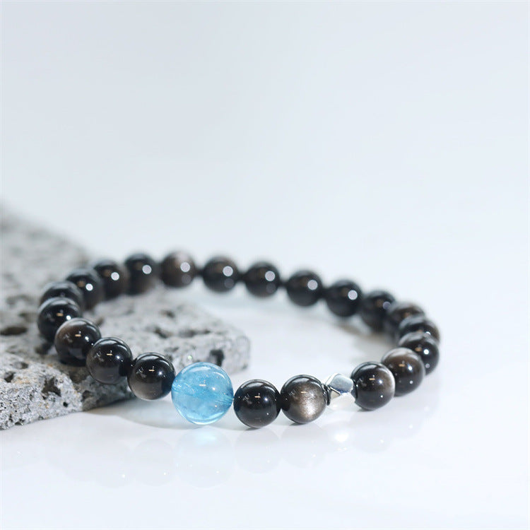 Buddha3bodhi Natural Silver Obsidian DIY Design Simple Feng Shui Bracelet