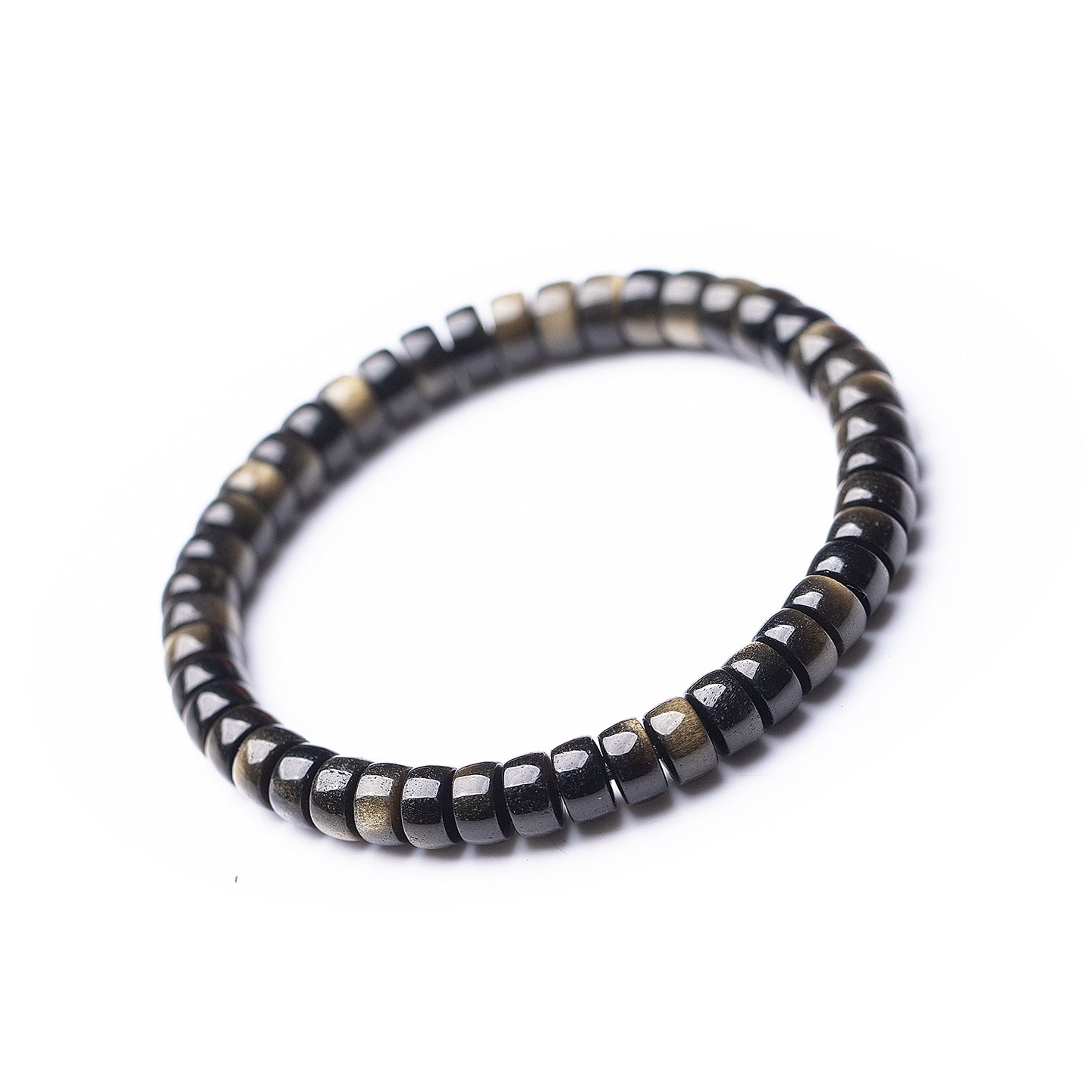 Natural Gold Obsidian Straight-Cut Thin Slice Bracelet