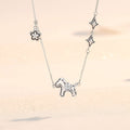 S925 Silver Horse Fortune Set, Necklace & Bracelet for Wealth & Luck Zodiac Jewelry
