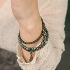 Turquoise Multi-circle Bracelet Handmade Copper Ornaments Energy Bracelet for Men and Women