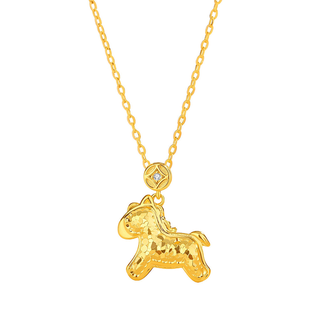Women’s S925 Silver Ice-Textured Cute Horse Set – Necklace, Bracelet, Earrings Charms