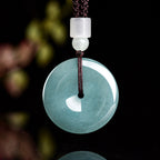 Natural Blue Water Jadeite Peace Amulet Pendant – A-Grade Jade, Spiritual Protection Talisman