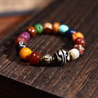 Buddha3bodhi Tibetan Natural Agate Multicolored Bead Bracelet