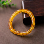 Natural gold amber and beeswax Abacus Bead Disc Spacer Bracelet