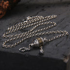 925 Sterling Silver Tibetan Prayer Wheel Pendant Sweater Chain