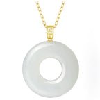 Natural Hetian White Jade Pi Disc Pendant