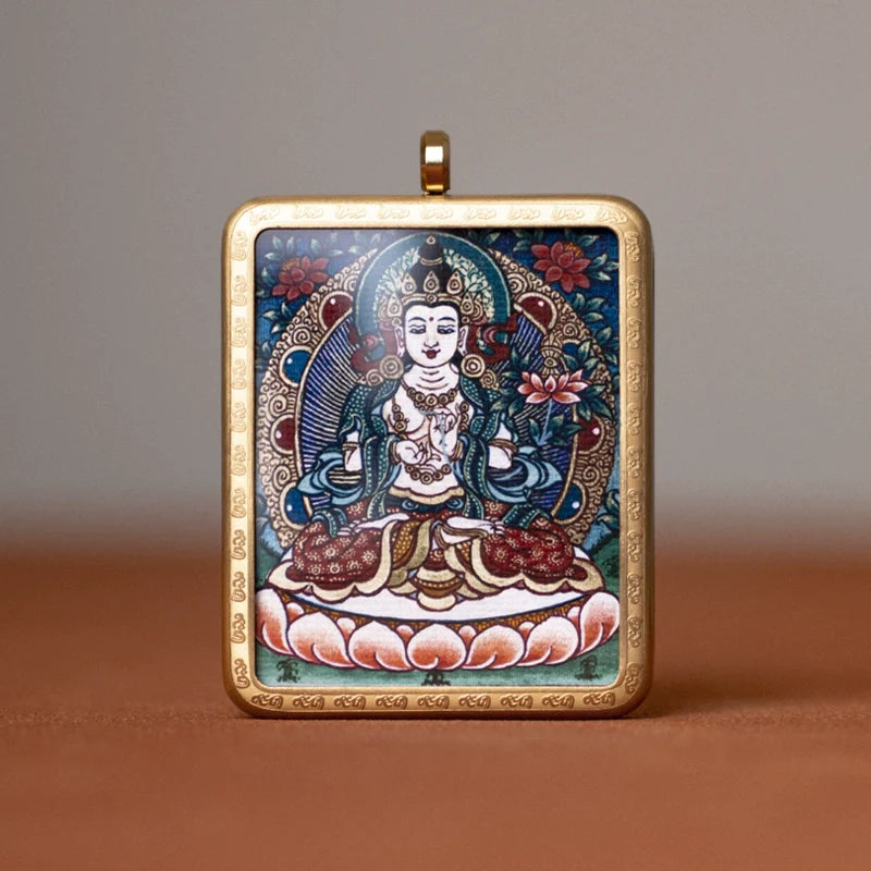 Tibetan Thangka  Amulet Talisman Pendant Necklace (35mm*45mm)