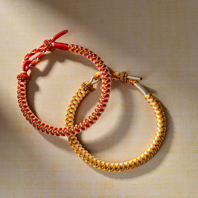 New Dragon Scale Braided Cord Bracelet with Peach Blossom Knot