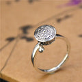 Six-Character Prayer Wheel Mantra Ring S925 Silver Jewelry Opening Adjustable