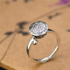 Six-Character Prayer Wheel Mantra Ring S925 Silver Jewelry Opening Adjustable