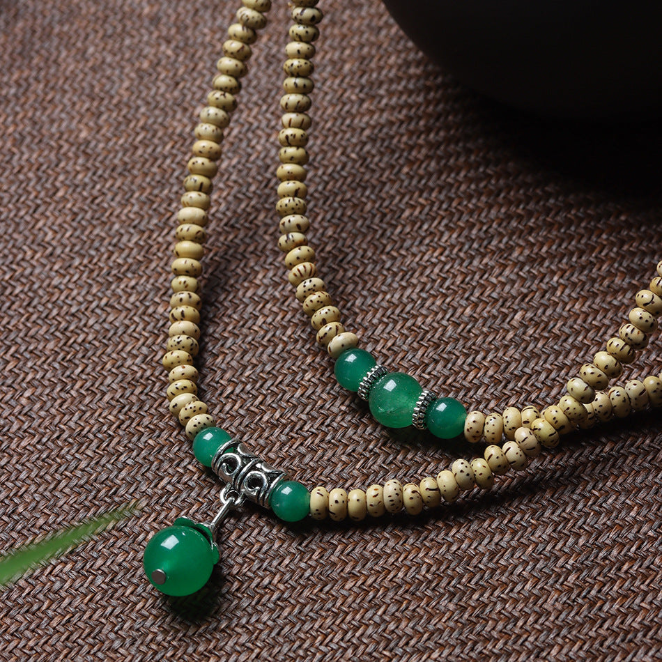 Mini Star and Moon Bodhi Bracelet with Green Agate Accent – 3×5mm