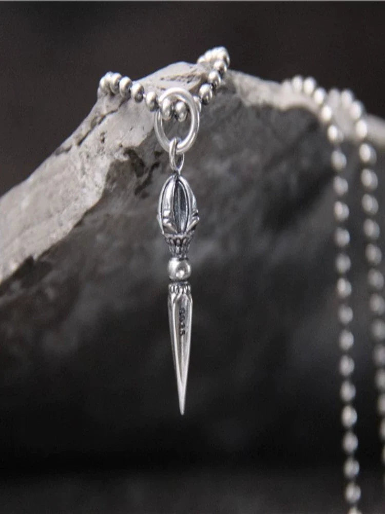Vajra Pestle S925 Sterling Silver Retro Necklace Pendant
