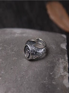 S925 Sterling Silver Vintage Silver Bergamot Orchid Finger Ring, Open Ring