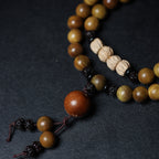 Argentine Aged Green Sandalwood Double Wrap Round Bead Bracelet for Women 8mm