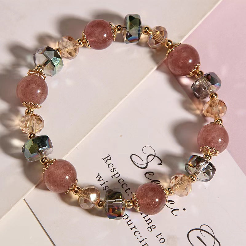 New Strawberry Crystal Bracelet Colored Beaded Bracelet