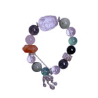 Custom Natural Xiuyan Jade Beaded Bracelet with White Crystal