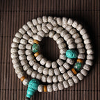 Star and Moon Bodhi 108 Mala Beads Bracelet – Luminous Mongolian Turquoise Edition