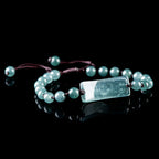 Natural A-Grade Blue Jadeite Six-Character Mantra Bracelet — Handwoven Ice-Grade Jade Lucky Charm