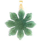 Natural Jadeite Sunflower Pendant, S925 Silver Clasp