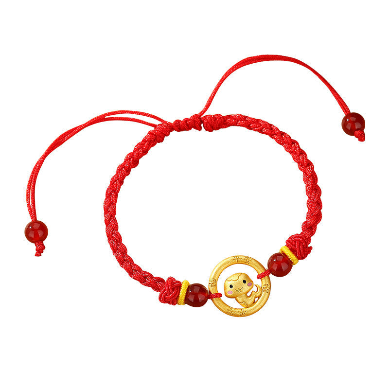 Red String Bracelet Featuring Chinese Zodiac Peace Circle and S925 Silver – Horse Year Good Luck Charm