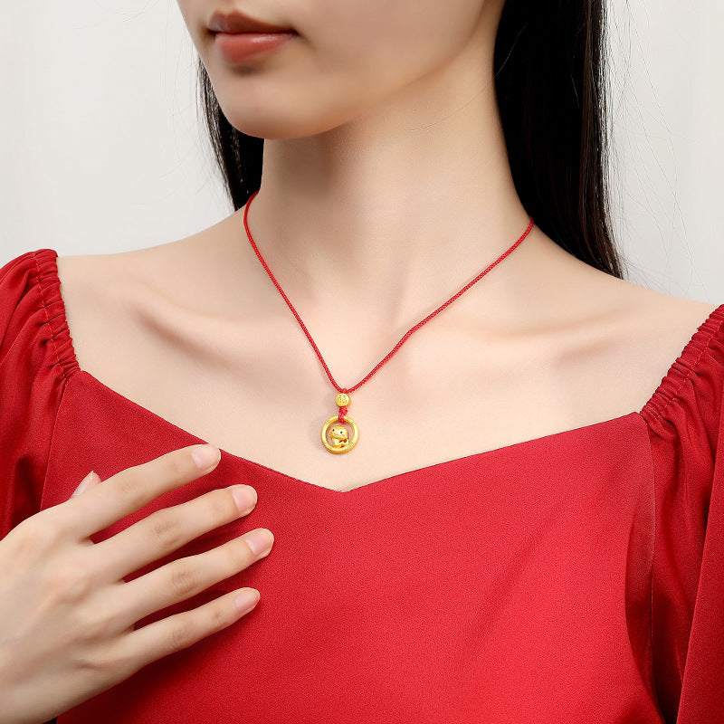 Year of the Horse Chinese Zodiac Red String Necklace – Handwoven Luck Amulet