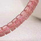 7A Natural Clear Red Strawberry Quartz Bracelet – Premium Straight-Cut Design, Multiple Bead Shapes Available