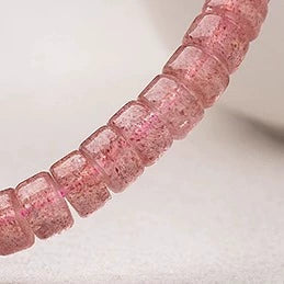 7A Natural Clear Red Strawberry Quartz Bracelet – Premium Straight-Cut Design, Multiple Bead Shapes Available