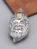 S925 Sterling Silver Sun Wukong Double-Sided Necklace - Buddha and Demon Pendant for Men