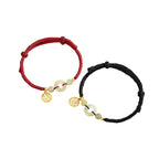 Hetian Jade Peace Circle Couple Bracelet with S925 Silver Accents